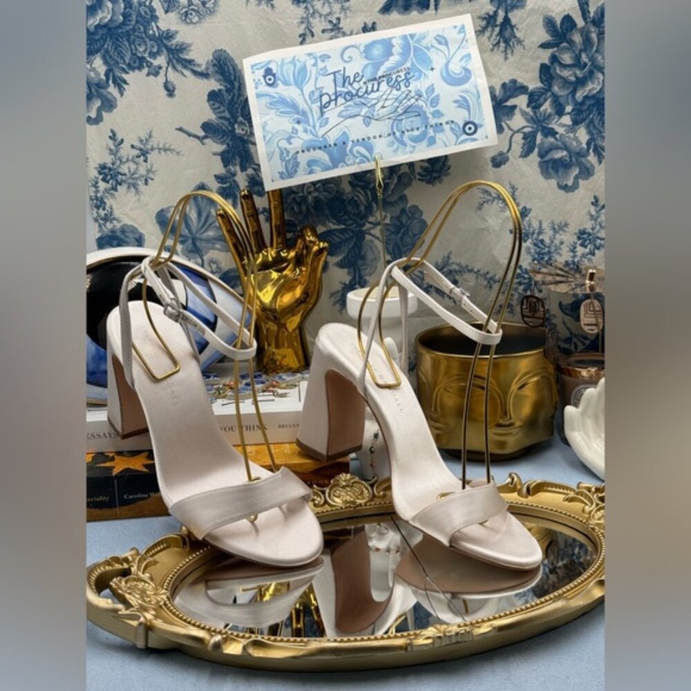 🆕 LOEFFLER RANDALL 🧿 NWOB Malia Curved−Heel Sandal, 90MM/3.5 IN,Cream - Sz 6.5 - Picture 2 of 14